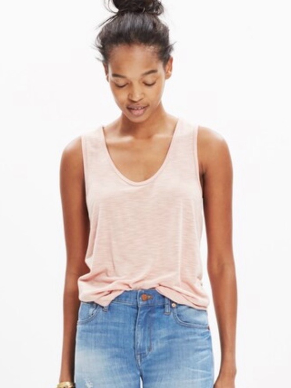 Madewell Anthem Scoop Tank Top, XS, Gentle Blush